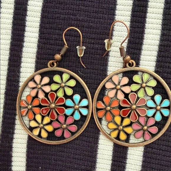 Floral Multicolor Earrings - Picture 1 of 1